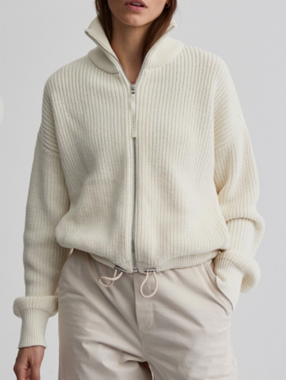 Varley 100% Cotton Anderson Zip Through in Egret White Size Large